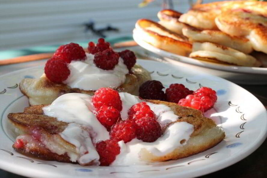 Рецепт оладьи с малиной