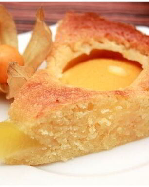 Быстрый пирог с консервированными персиками