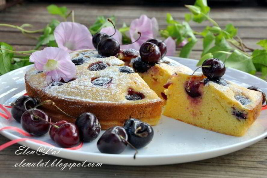 Рецепт пирог с черешней на кукурузной муке