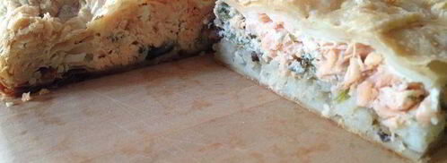 пирог с лососиной с слоеном тесте. Шаг 8