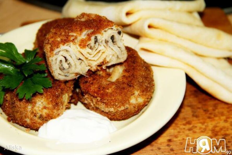 Рецепт блинчатые пирожки с грибами улитки