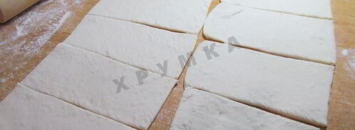 пирожки слоеные конвертики с сыром и ветчиной. Шаг 5