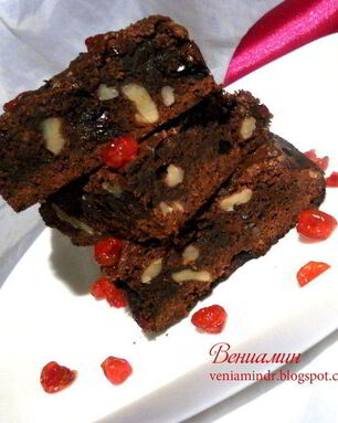 Брауни с клюквой и грецкими орехами
