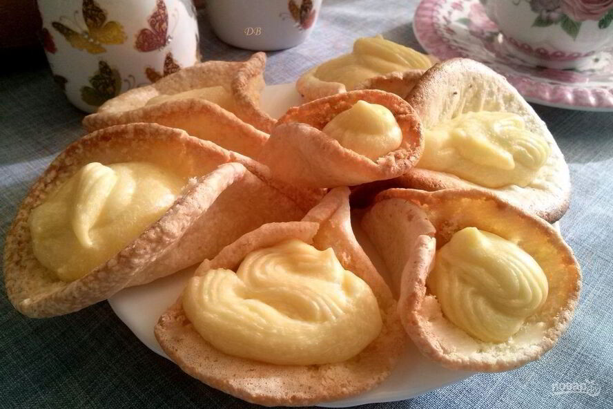 Рецепт пирожных лепестков с кремома