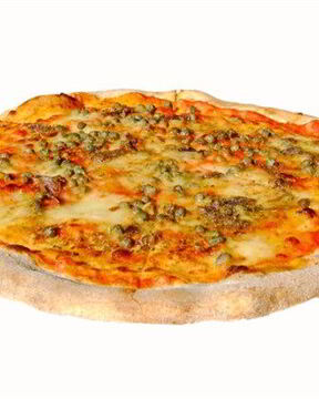 Пицца с анчоусами, омарами и зеленым горошком