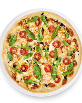 Пицца с руколой и креветками