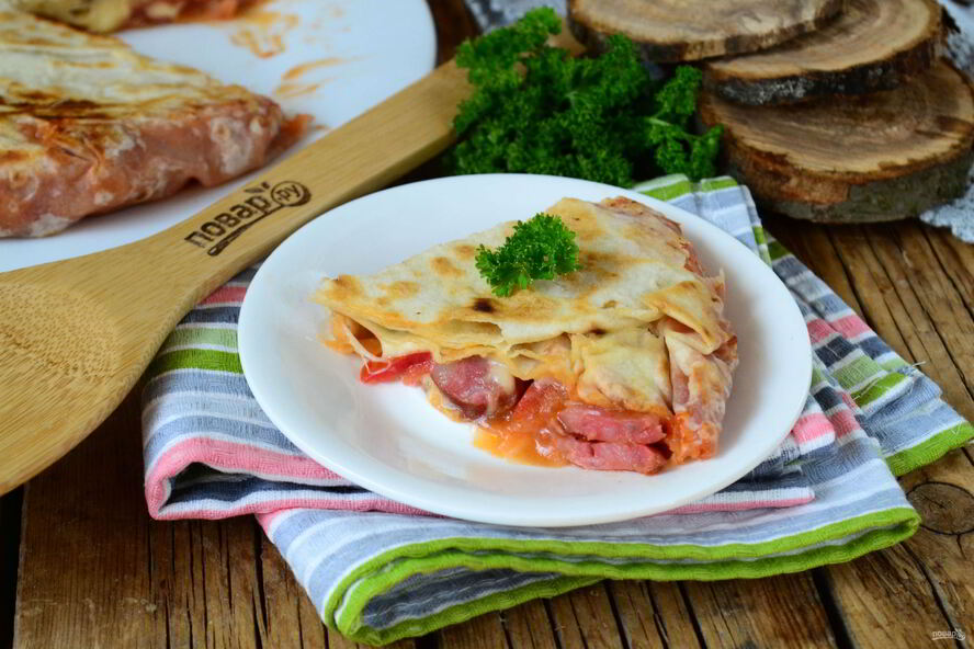 Рецепт пицца в лаваше на сковороде