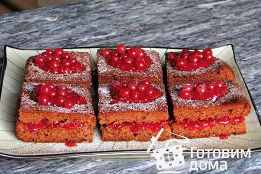 Рецепт пряничные квадратики с красной смородиной