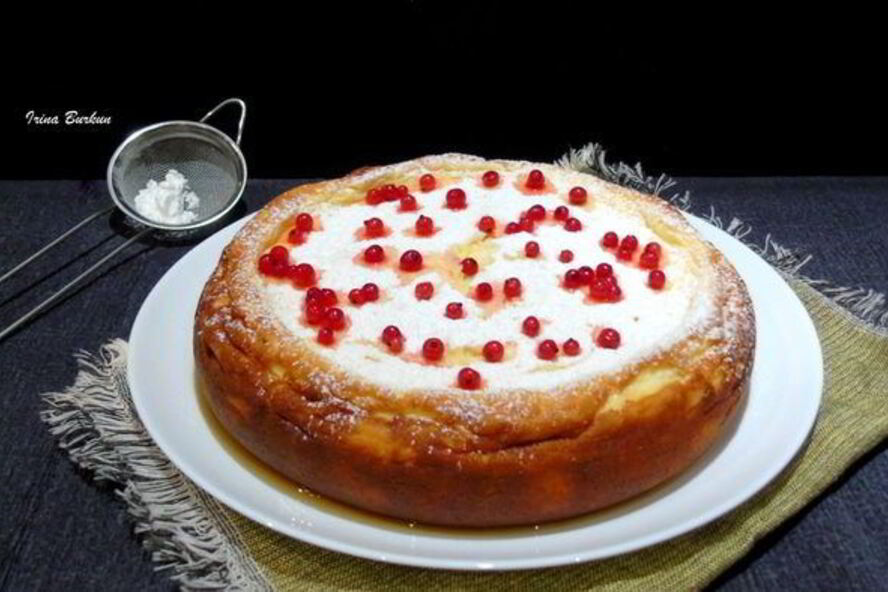 Рецепт нежный творожник с яблоками