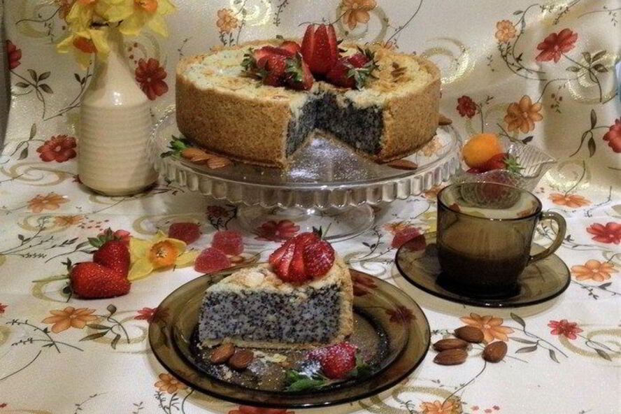 Рецепт творожник с маком и миндалем