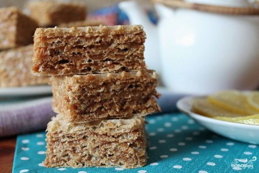 Рецепт вафельные коржи со сгущенкой