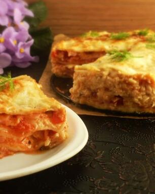 Блинная запеканка с ветчиной