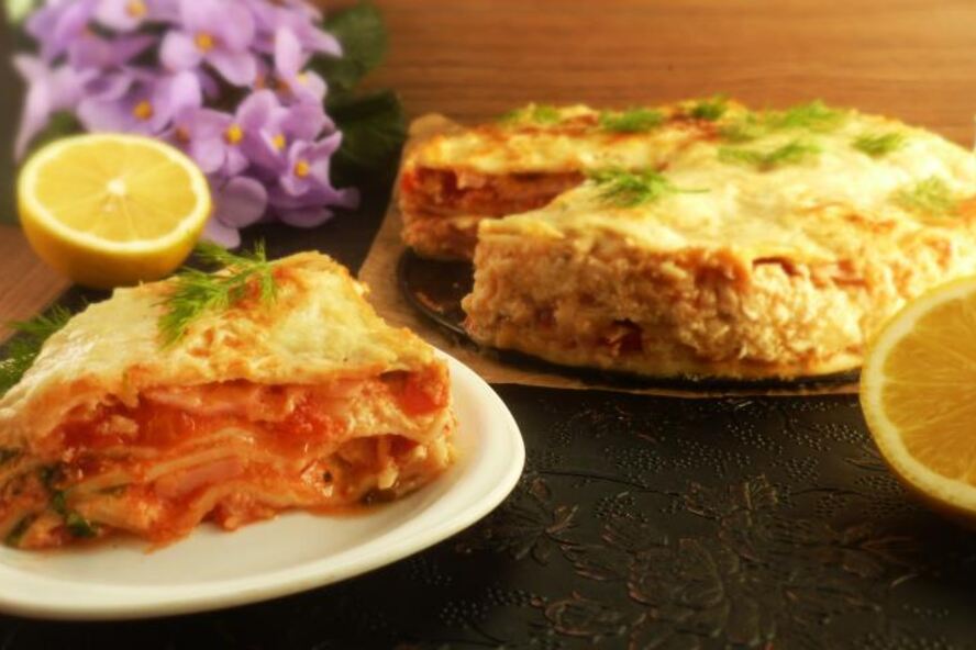 Рецепт блинная запеканка с ветчиной