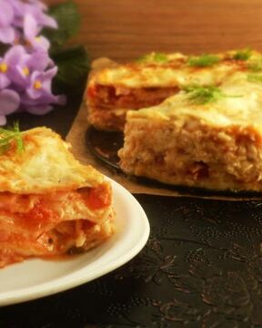 Блинная запеканка с ветчиной