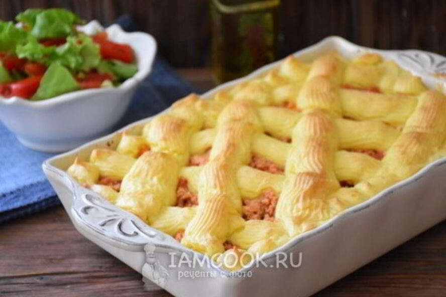 Рецепт картофельная запеканка с куриным фаршем в духовке