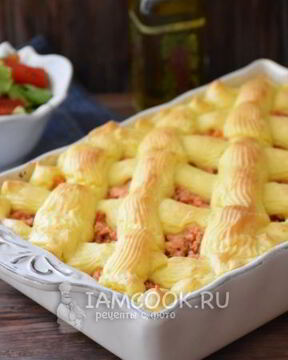 Картофельная запеканка с куриным фаршем в духовке