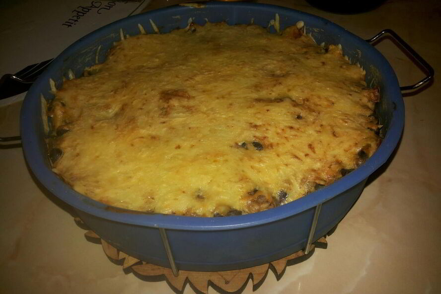 Рецепт запеканки иза макарона и куриных сердечка