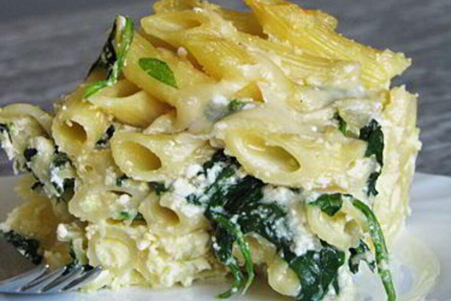 Рецепт запеканка из пенне со шпинатом и рикоттой