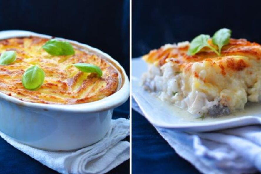 Рецепт запеканка из рыбы под молочным соусом и картофельной шубой