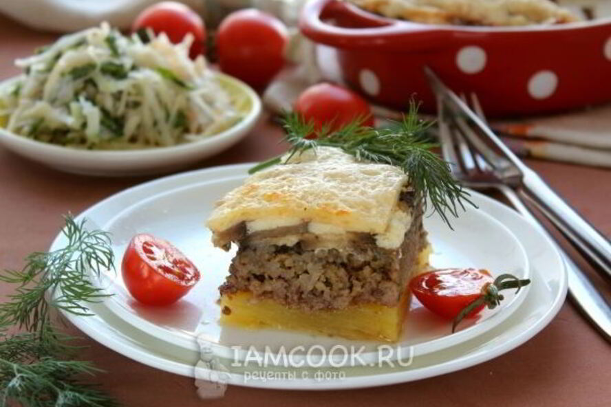 Рецепт запеканка с баклажанами, фаршем и картофелем