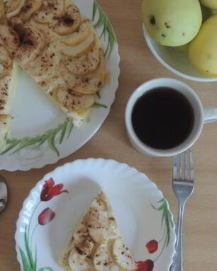 Зимняя творожная запеканка с яблоками и корицей