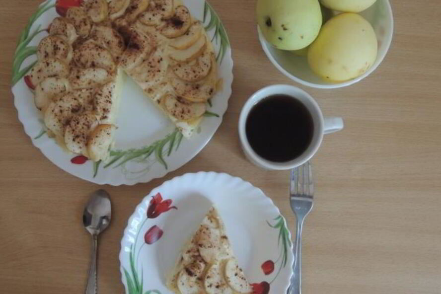 Рецепт зимней творожной запеканки с яблоками и корицея