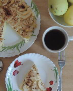 Зимняя творожная запеканка с яблоками и корицей