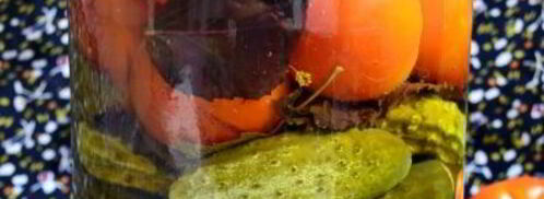 ассорти из огурцов и помидоров с базиликом на зиму. Шаг 6