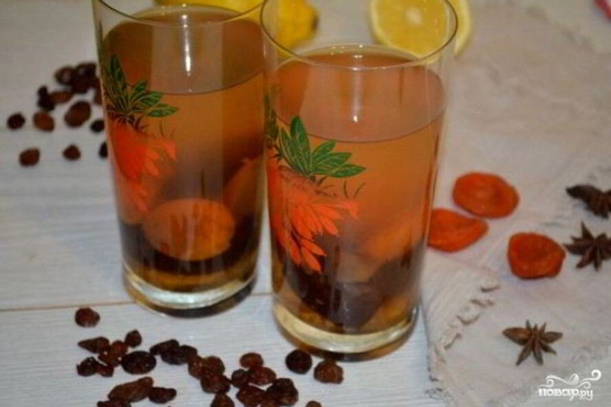 Рецепт компот из кураги и чернослива и изюма