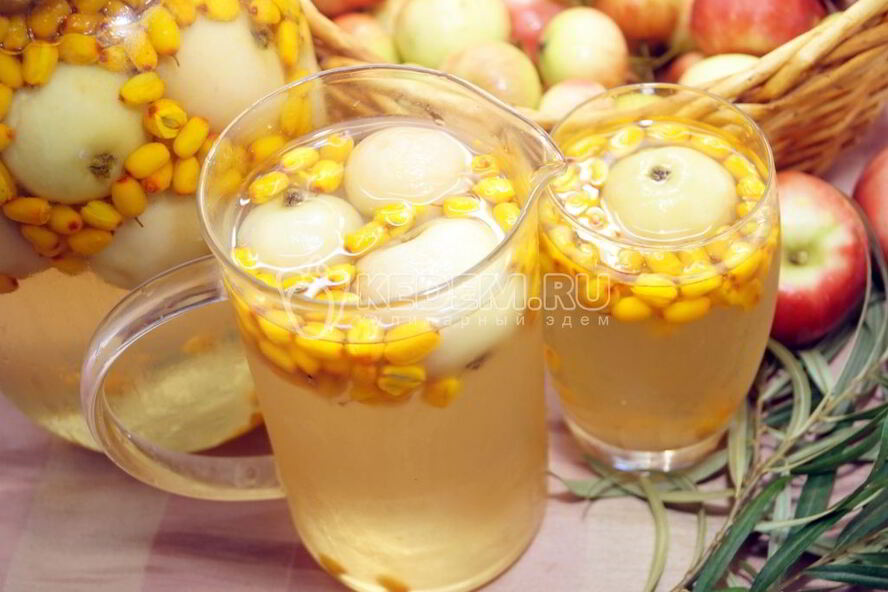 Рецепт компот из облепихи и яблок на зиму