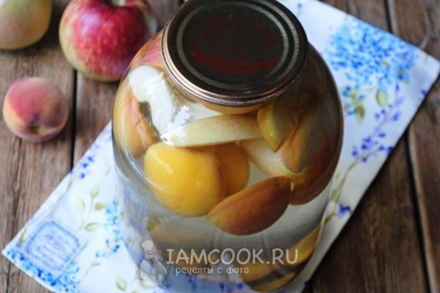 Рецепт компот с яблоками, сливами и персиками на зиму
