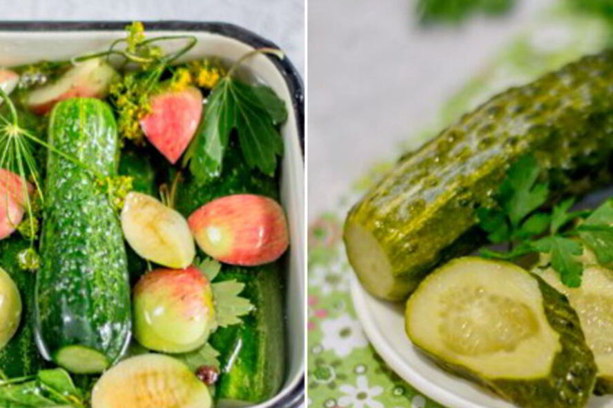 Рецепт малосольные огурцы с яблоками