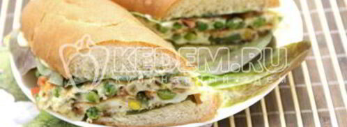 бутерброд с овощами и омлетом. Шаг 10