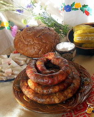 Деревенская пальцемпханная колбаса