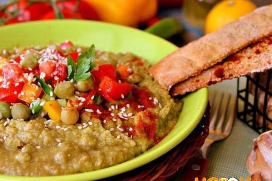 Рецепт домашний хумус с овощами