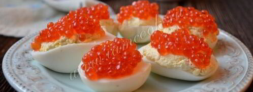 яйца фаршированные красной икрой. Шаг 6