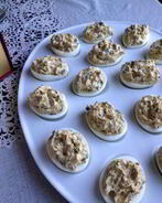 Яйца фаршированные печенью трески