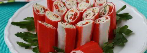 крабовые палочки, фаршированные красной икрой. Шаг 8