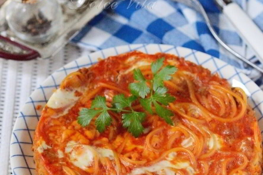 Рецепт фриттата с фаршем и спагетти