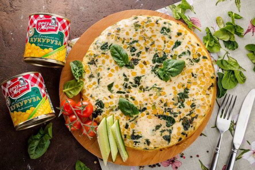 Рецепт фриттата с кукурузой и шпинатом