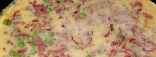 фриттата с зеленым горошком, ветчиной и луком. Шаг 28