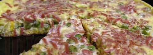 фриттата с зеленым горошком, ветчиной и луком. Шаг 30