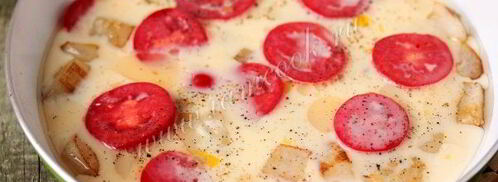 омлет из перепелиных яиц с баклажанами и помидорами. Шаг 6