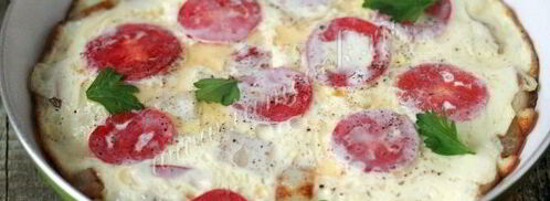 омлет из перепелиных яиц с баклажанами и помидорами. Шаг 7