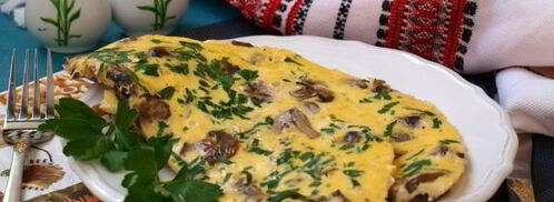 омлет с грибами на сковороде. Шаг 9