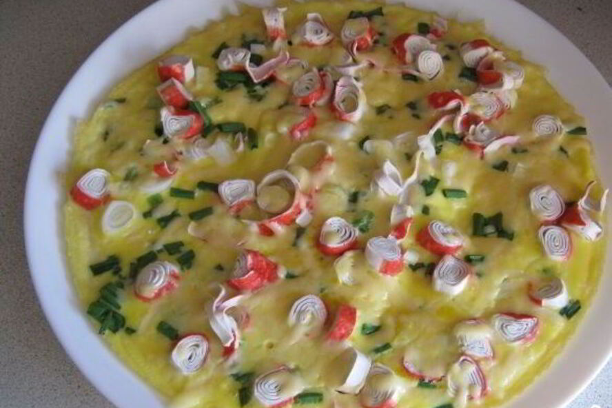 Рецепт омлет с крабовыми палочками