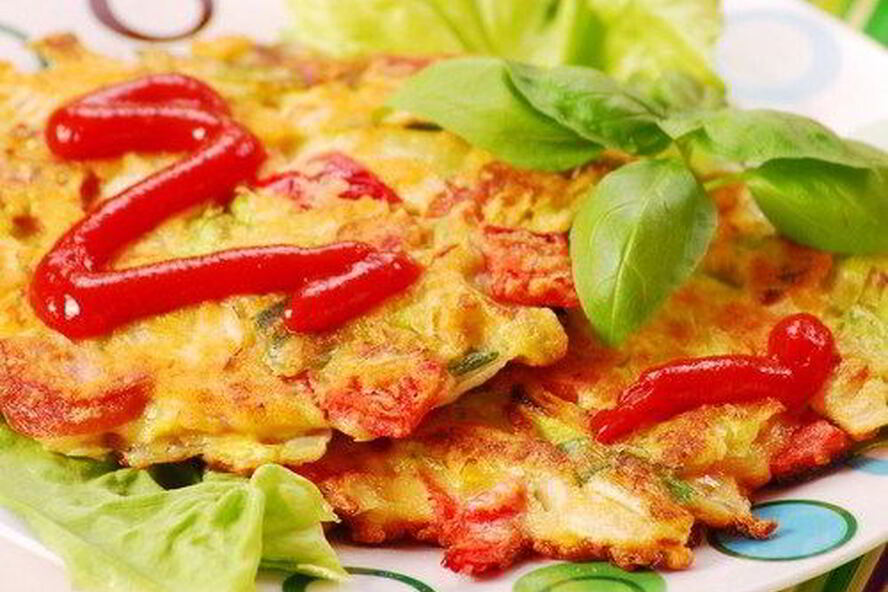 Рецепт пикантный омлет с перцем, сыром грюйер и луковым соусом