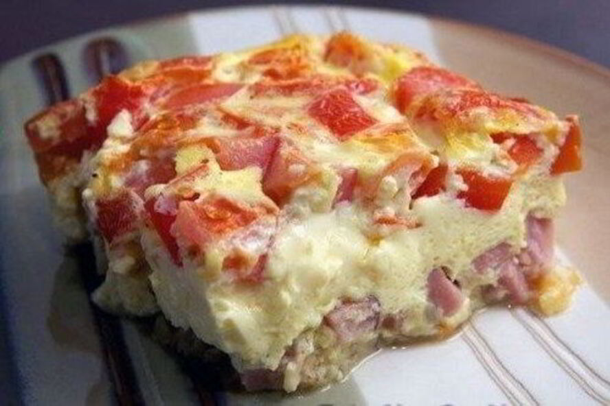 Рецепт пышный омлет с ветчиной в духовке