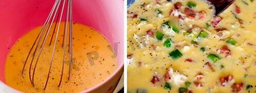 запеченный омлет с сосисками и овощами. Шаг 2