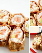 Горячий ролл — Росу Драгон маки с цитрусовым соусом спайс